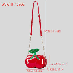 Berry-Sweet Double Cherry Novelty Crossbody Bag