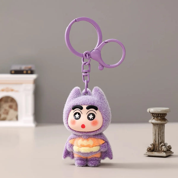Bat Hero Shinchan Flocked Keychain