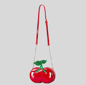 Berry-Sweet Double Cherry Novelty Crossbody Bag