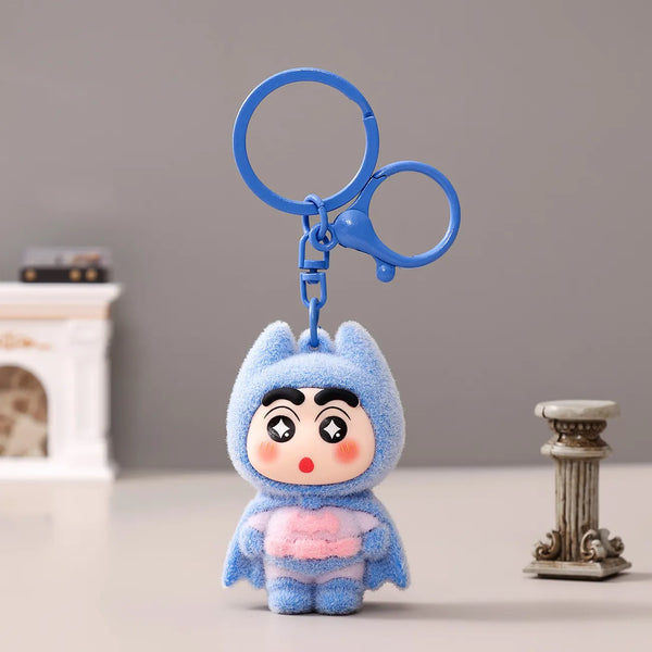 Bat Hero Shinchan Flocked Keychain