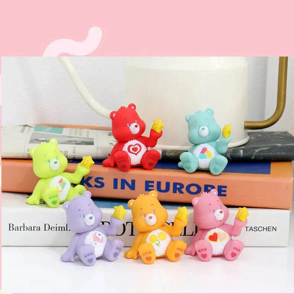 Colorful cartoon bear figurines on a pink background with text 'IN EUROPE'.