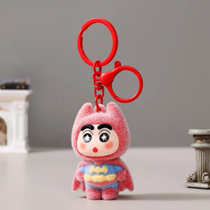 Bat Hero Shinchan Flocked Keychain