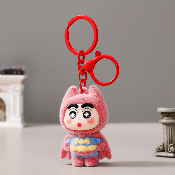 Bat Hero Shinchan Flocked Keychain