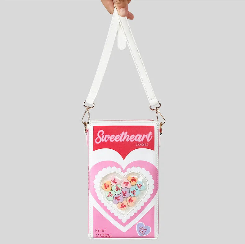 Berry-Sweet Sweetheart Candy Box Crossbody Bag