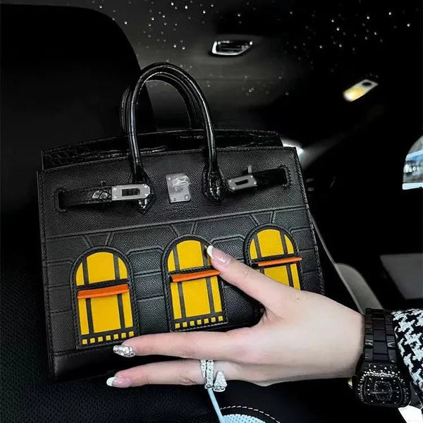 BRKN Façade Genuine Leather Architectural Kelly Bag