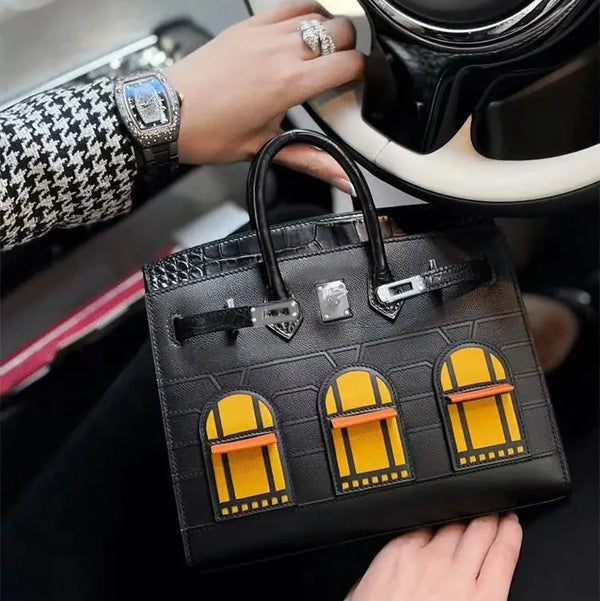 BRKN Façade Genuine Leather Architectural Kelly Bag