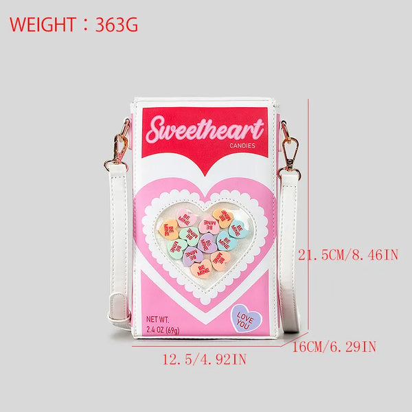 Berry-Sweet Sweetheart Candy Box Crossbody Bag