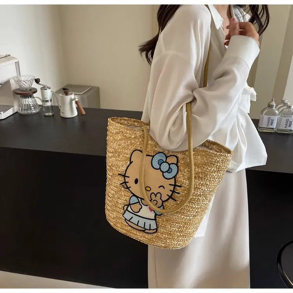 Hello Kitty Sun-Drenched Large Woven Tote Bag