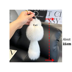 Real Fox Fur Plush Keychain