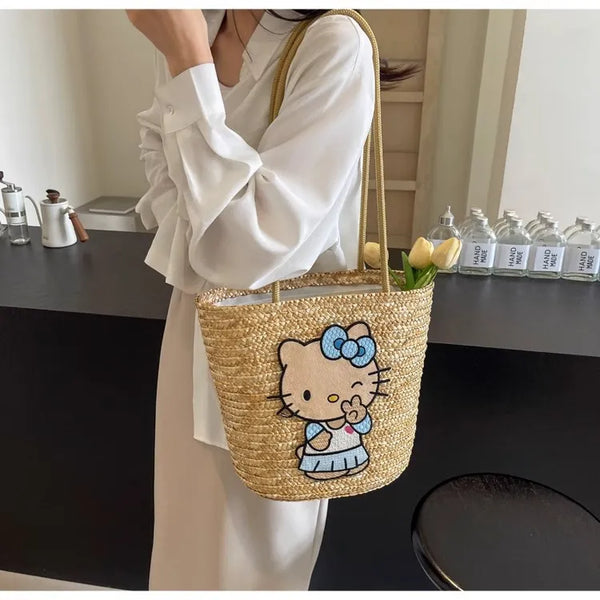 Hello Kitty Sun-Drenched Large Woven Tote Bag