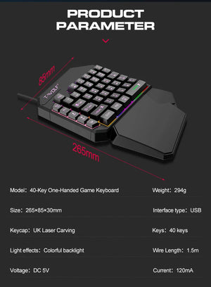 Thunderwolf T19 One Handed Keyboard