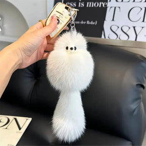 Real Fox Fur Plush Keychain