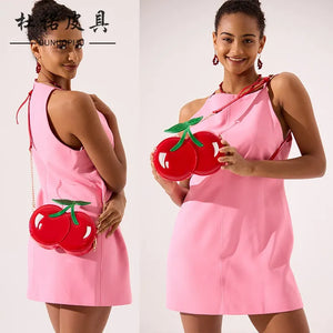 Berry-Sweet Double Cherry Novelty Crossbody Bag