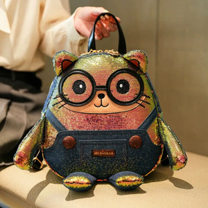 Cosmic Glitz Dapper Bear Sequin Backpack