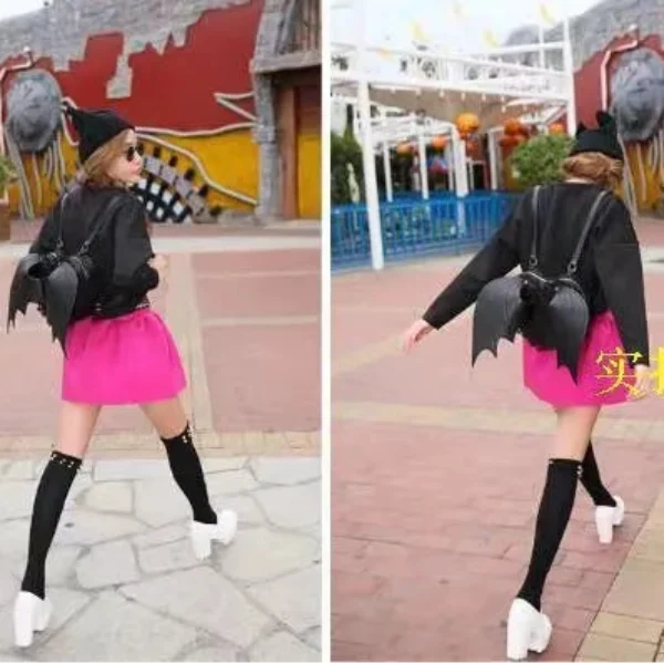 Nocturnia Harajuku Goth Bat-Wing Heart Bag
