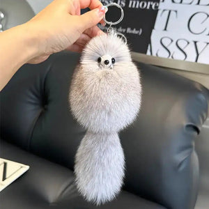 Real Fox Fur Plush Keychain