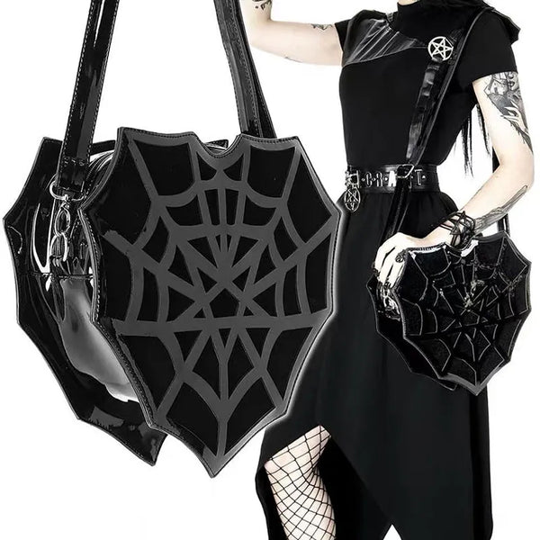Nocturnia Widow’s Kiss Punk Goth Spiderweb Bag
