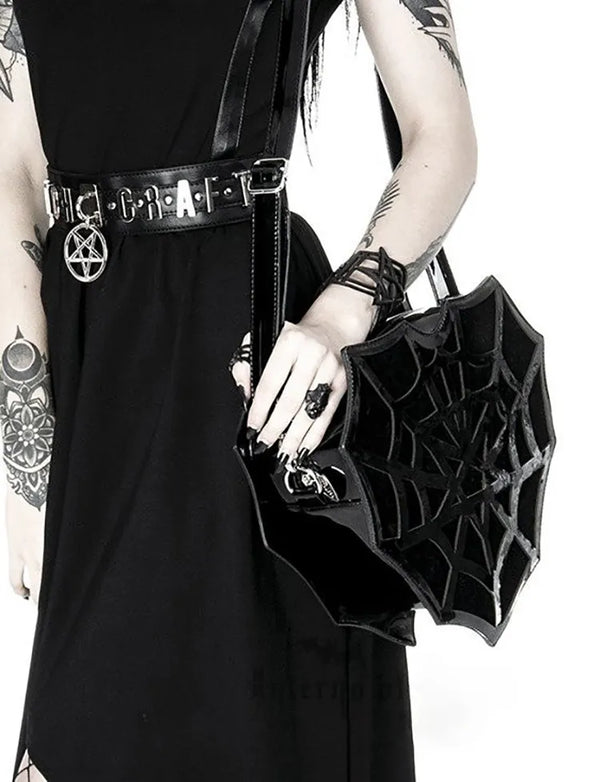 Nocturnia Widow’s Kiss Punk Goth Spiderweb Bag