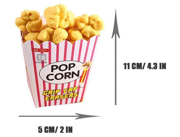 Popcorn Simulation Grip Cap Eraser (Set of 12)