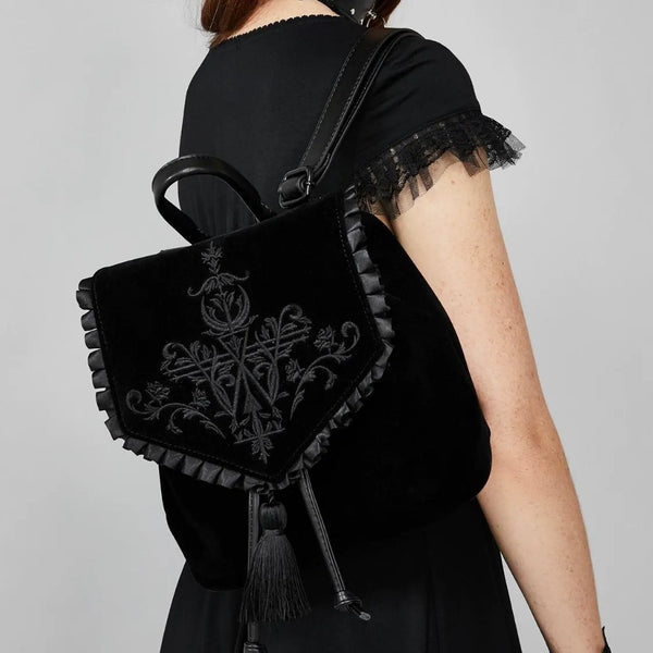 Nocturnia Midnight Hex Gothic Velvet Backpack