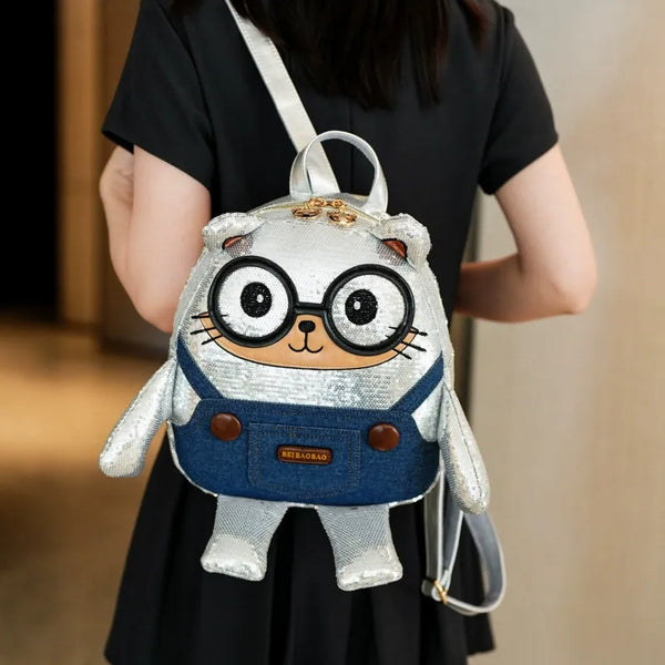 Cosmic Glitz Dapper Bear Sequin Backpack