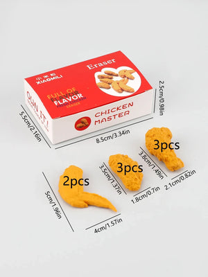 Fried Chicken Simulation Eraser (Set of 8)