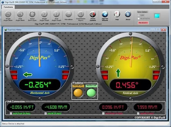 Digi-Pas DWL-3500XY 2-Axis Digital Master Precision Level & Vibrometer Tool