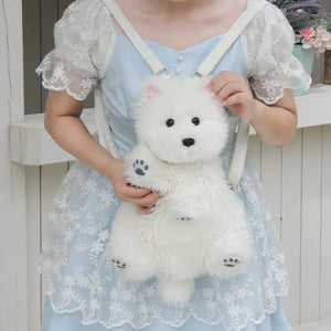 Realistic West Highland Pup Plush Backpack