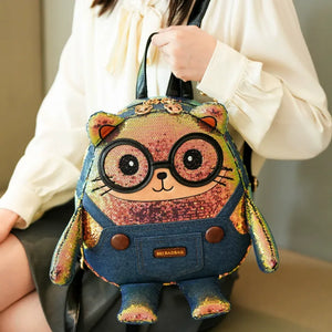 Cosmic Glitz Dapper Bear Sequin Backpack