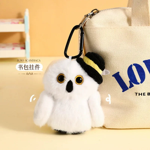 Snowy Sentinel Messenger Owl Keychain