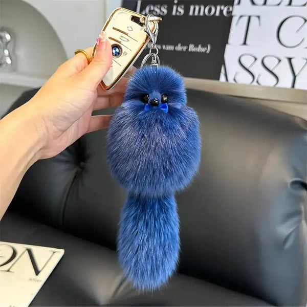 Real Fox Fur Plush Keychain