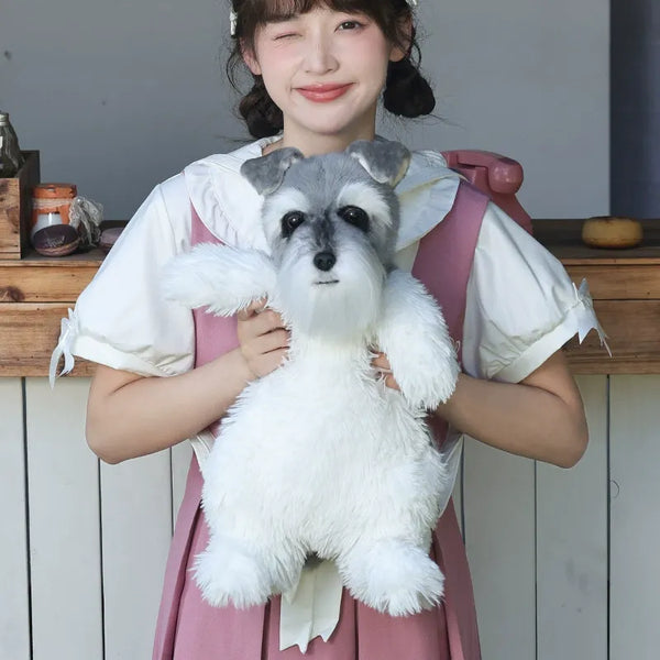 Bear Hugs Realistic Schnauzer Dog Plush Backpack