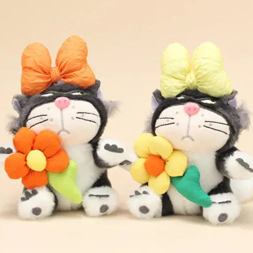 Angry Cat Sweet Sunflower Bow Keychain