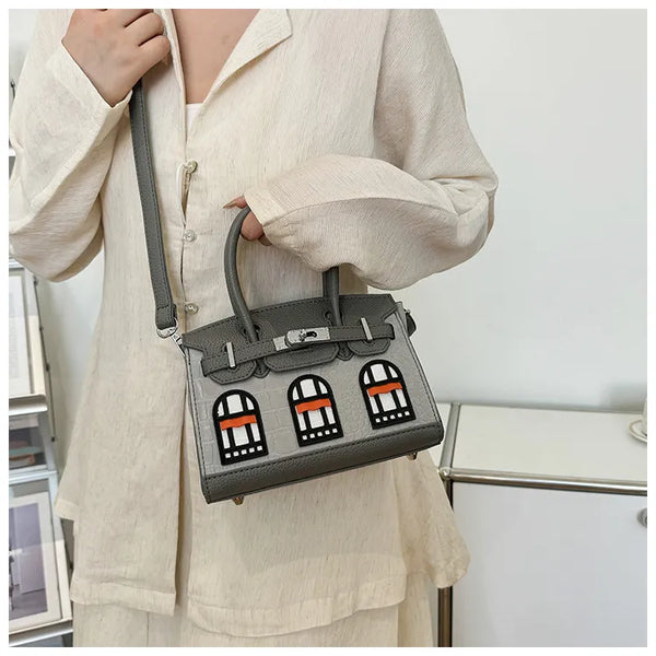 BRKN Architectural Facade Croco-Embossed Handbag