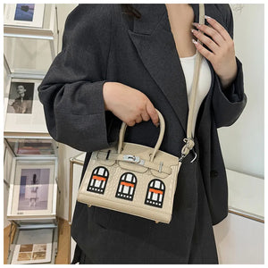 BRKN Architectural Facade Croco-Embossed Handbag