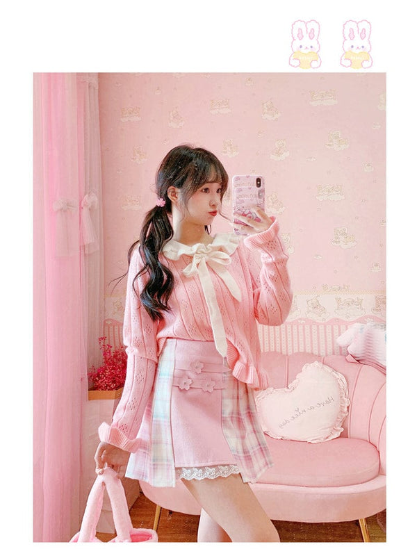 Kawaii Patchwork Plaid Sakura Skirt - Bear Hugs