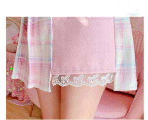 Kawaii Patchwork Plaid Sakura Skirt - Bear Hugs