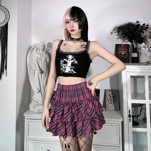 Kawaii Princess Plaid Skirt - Pink College Cutie - Bear Hugs