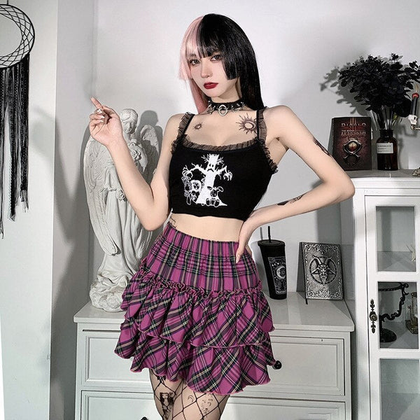 Kawaii Princess Plaid Skirt - Pink College Cutie - Bear Hugs