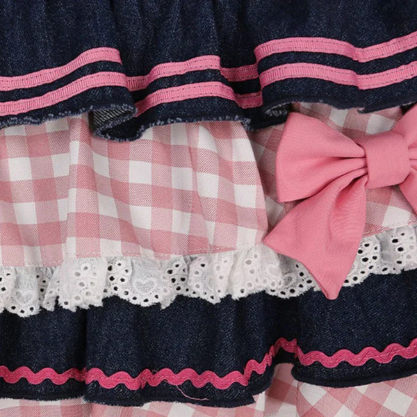 Kawaii Punk Denim Skirt – Preppy Harajuku Y2K Lace Mini Skirt - Bear Hugs