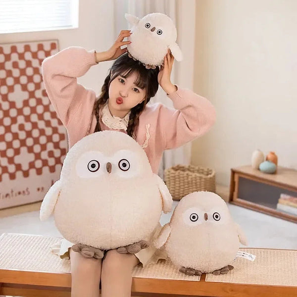 Biege Shocked Chonky Owl Plushie - Bear Hugs