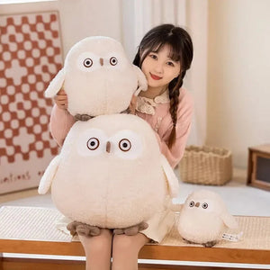 Biege Shocked Chonky Owl Plushie - Bear Hugs