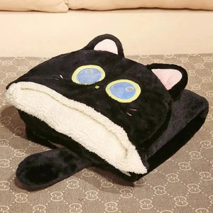 Black Cat Green Dino Plush Cape Hoodie Blanket - Bear Hugs