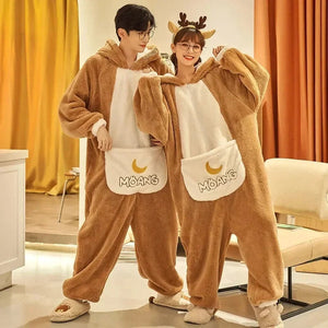 Fluffy Brown Bunny Adults Pyjama 1-Piece Set - Bear Hugs