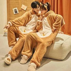 Fluffy Brown Bunny Adults Pyjama 1-Piece Set - Bear Hugs
