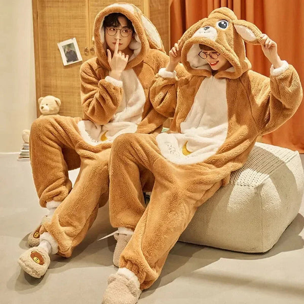 Fluffy Brown Bunny Adults Pyjama 1-Piece Set - Bear Hugs