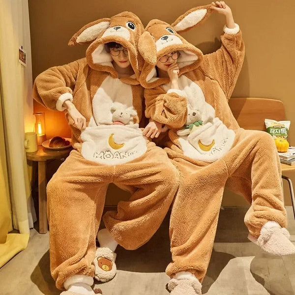 Fluffy Brown Bunny Adults Pyjama 1-Piece Set - Bear Hugs