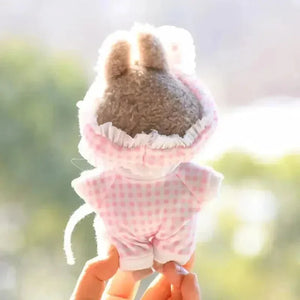 Handmade Labubu Plaid Floral Pajamas Outfit with Accessories - Bear Hugs