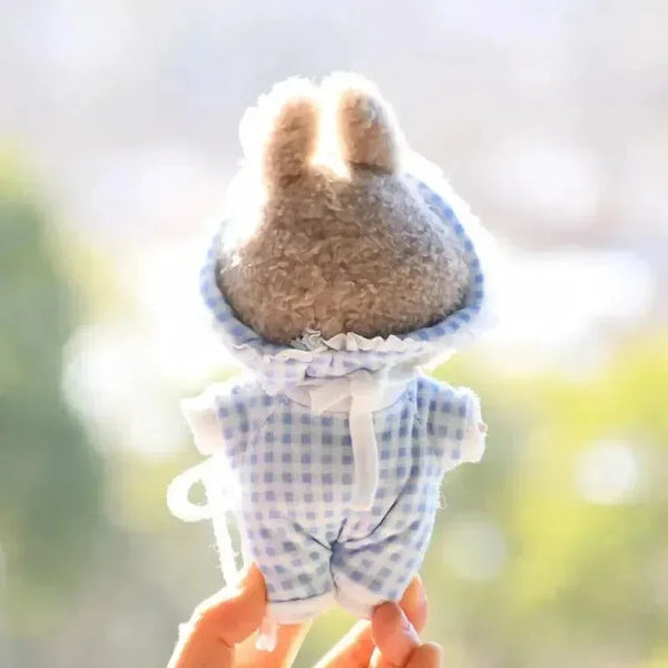 Handmade Labubu Plaid Floral Pajamas Outfit with Accessories - Bear Hugs
