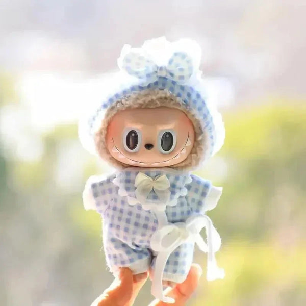 Handmade Labubu Plaid Floral Pajamas Outfit with Accessories - Bear Hugs